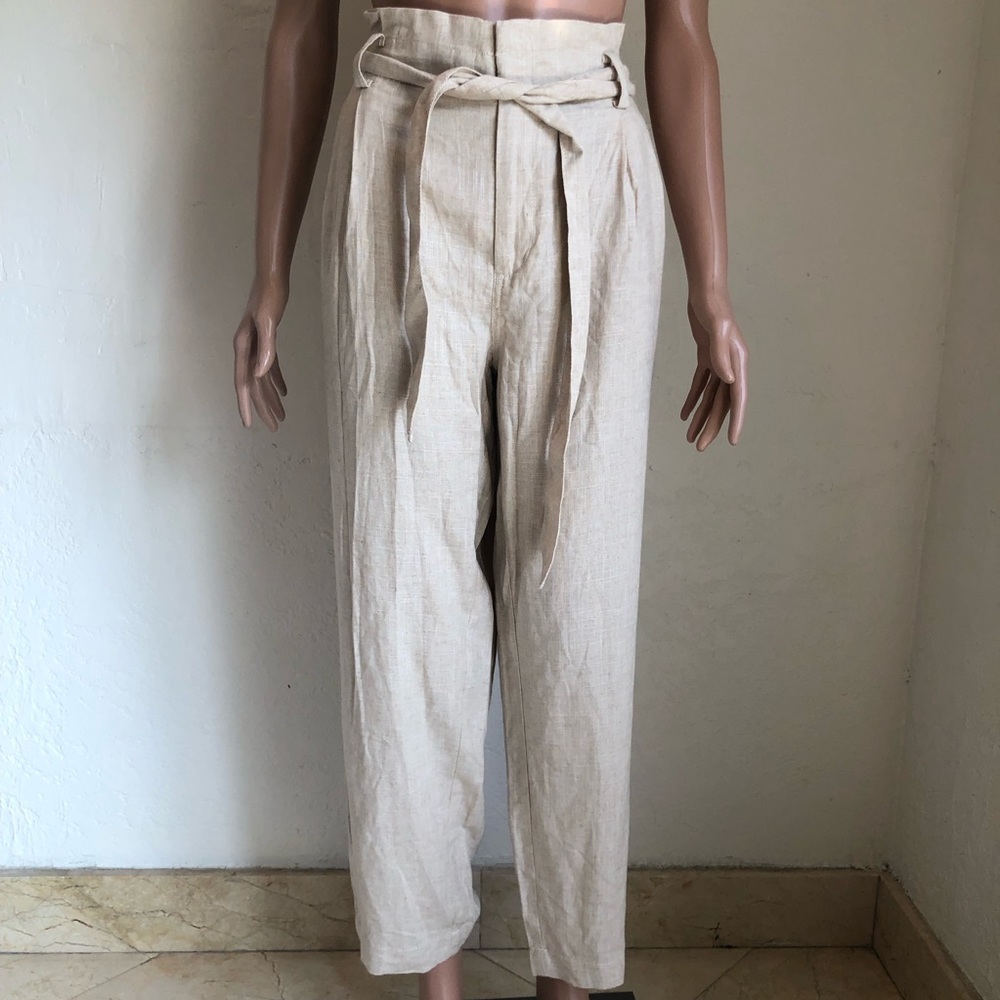 LOFT Ann Taylor Women’s Size L Linen Blend High-Waisted Pants Bohemian Casual